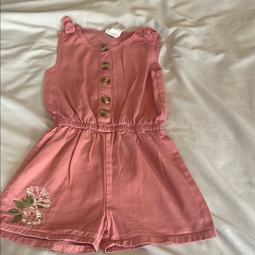 Little Lass Pink Buttoned Romper